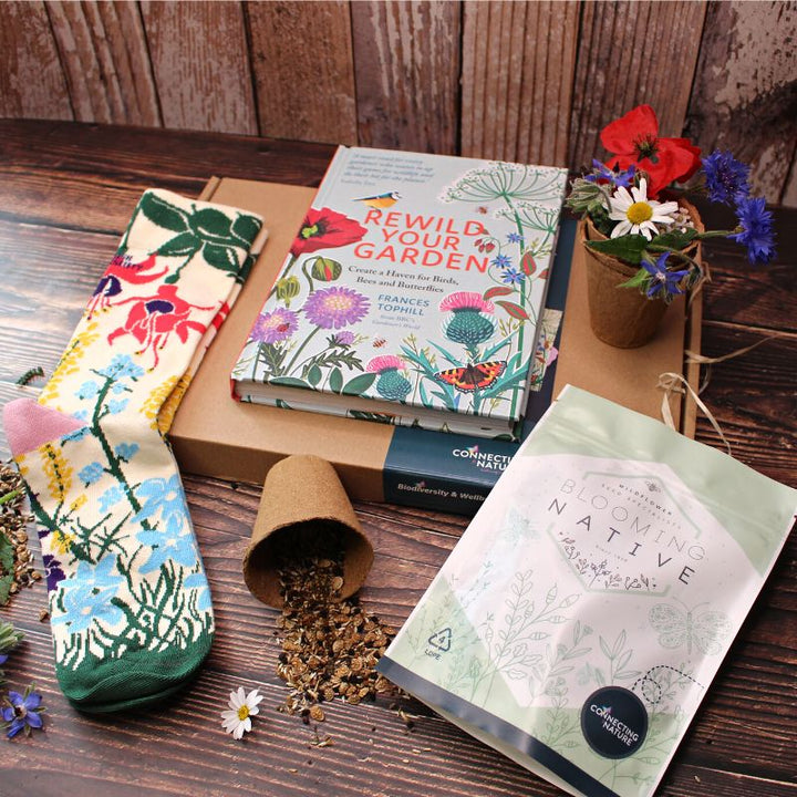Blooming Native Gift Set Wellbeing Gift Box | Nature book, native wildflower seeds, wildflower socks
