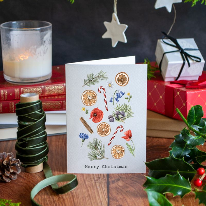 Connecting to Nature Gift Cards Christmas Card & Wildflower Seeds | Christmas treats and flowers