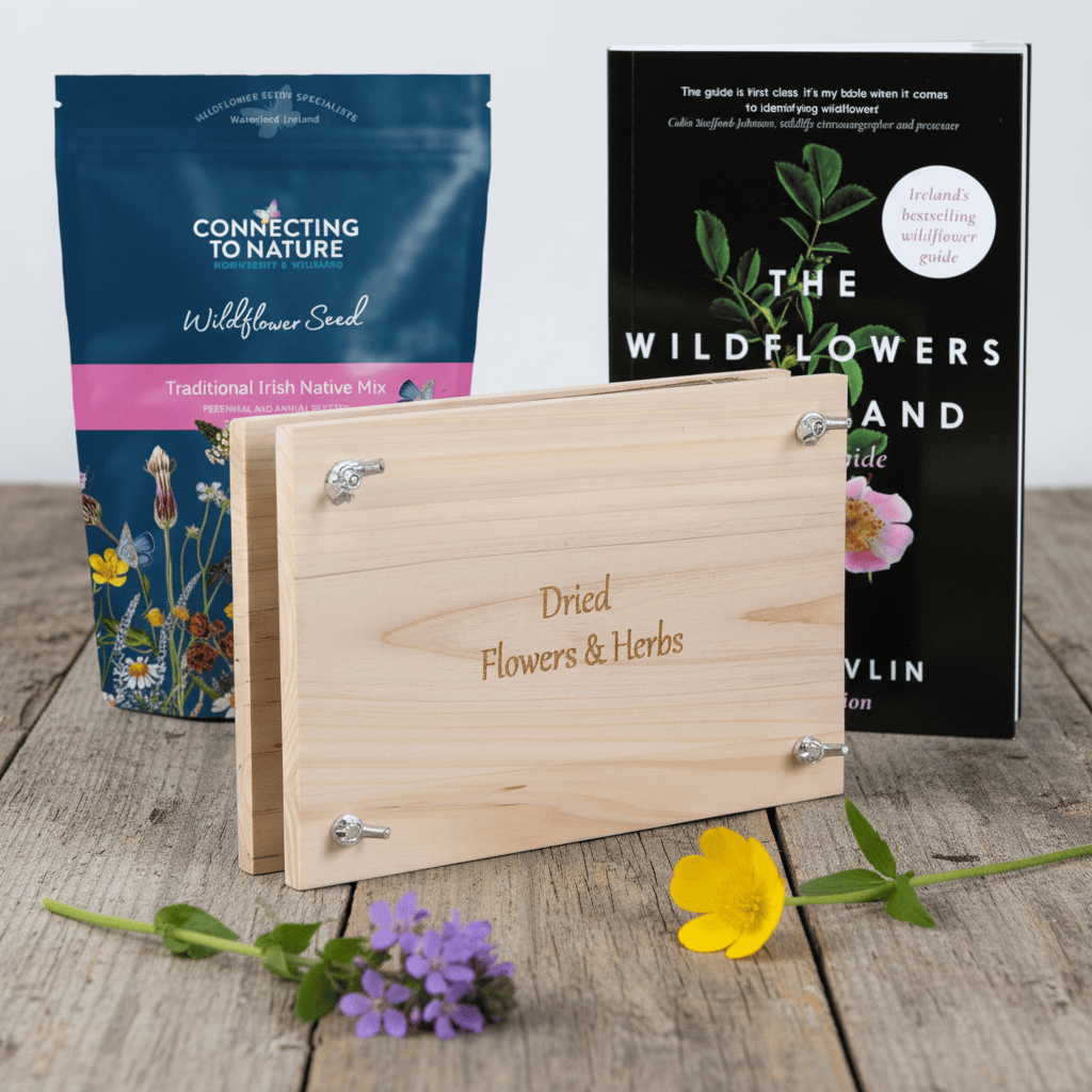 Connecting to Nature Garden Accessory Flower Press, Seed & Book Bundle | Irish Wildflowers