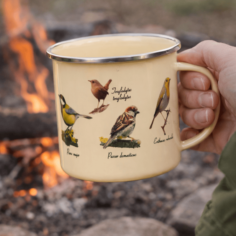 Esschert Garden Accessory Bird Print Enamel Mug
