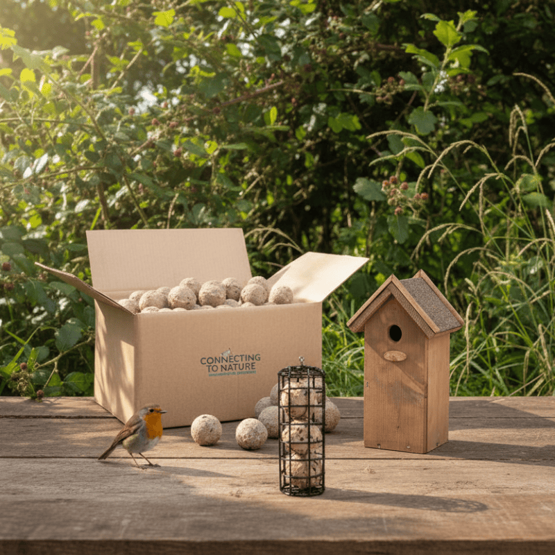 Esschert Garden Accessory Garden Bird Starter Bundle | Nest Box, Feeder & Food