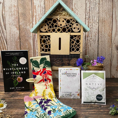 Blooming Native Pollinator & Wellbeing Gift Box | Wildlfower Book, Socks, Wildflower Seed, Pollinator Hotel