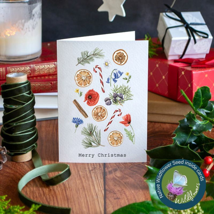 Connecting to Nature Gift Cards Christmas Card & Wildflower Seeds | Christmas treats and flowers