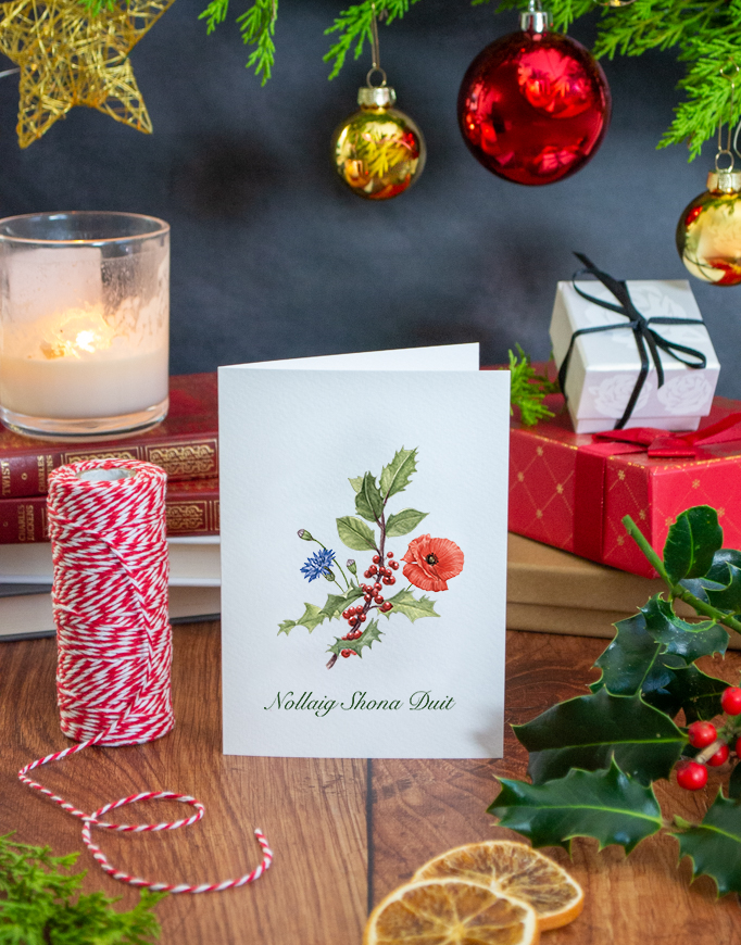 Connecting to Nature Gift Cards Christmas Card & Wildflower Seeds | Holly, flower design