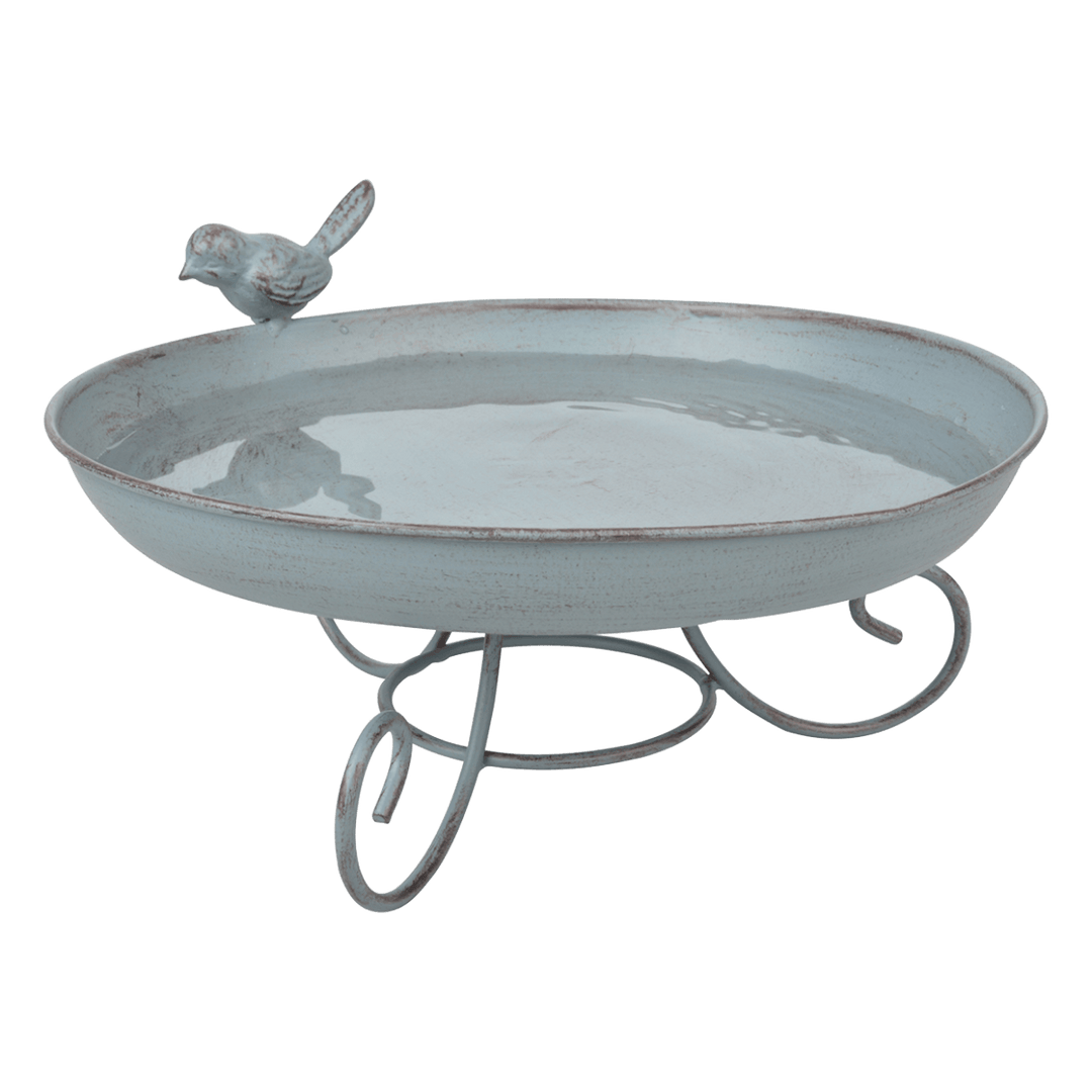 Connecting to Nature Grey Metal Bird Bath Standing