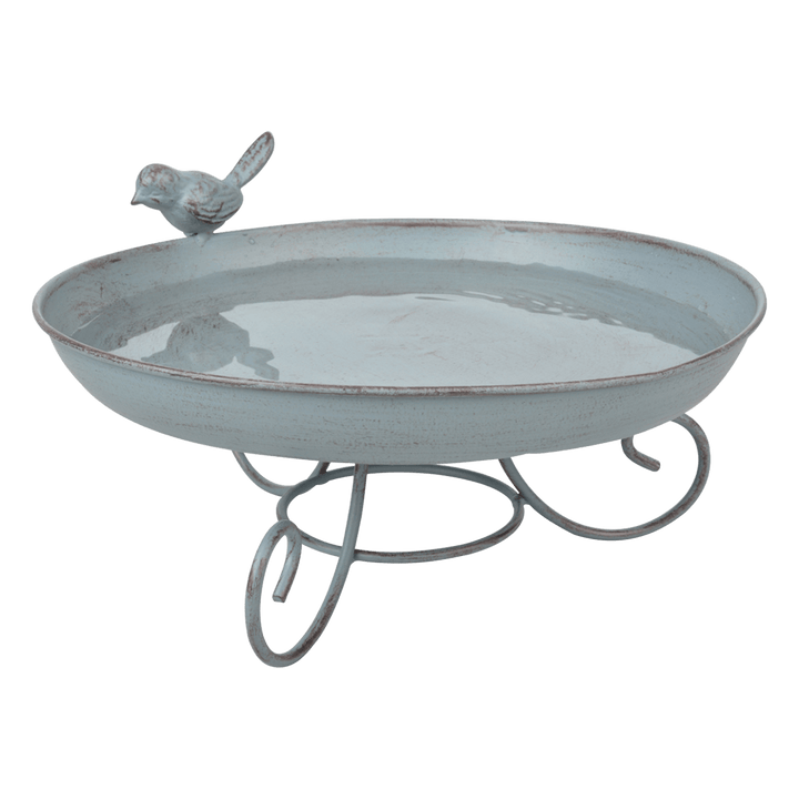 Connecting to Nature Grey Metal Bird Bath Standing