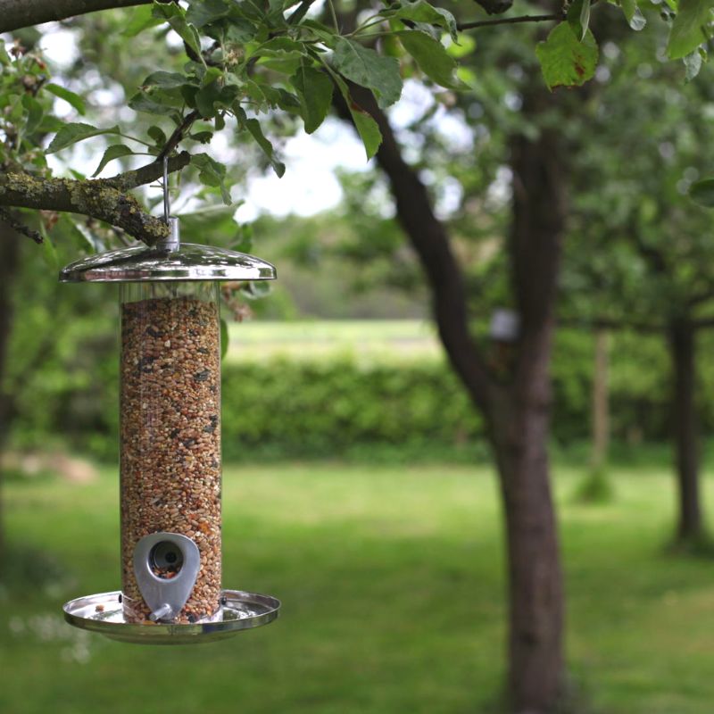 Connecting to Nature Stainless steel bird seed silo feeder